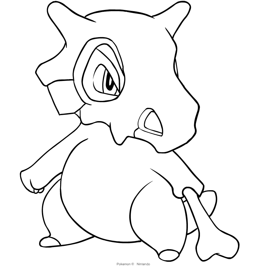 Cubone from Pokemon coloring page to print and coloring