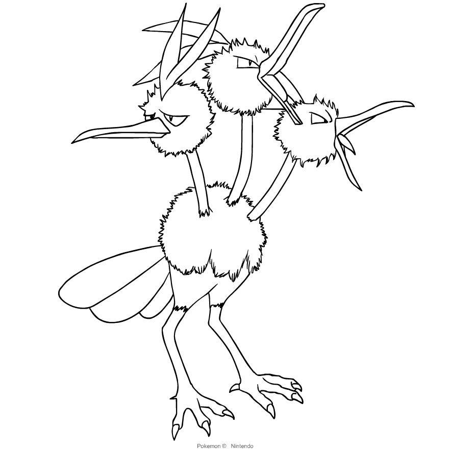 Dodrio from Pokemon coloring page to print and coloring