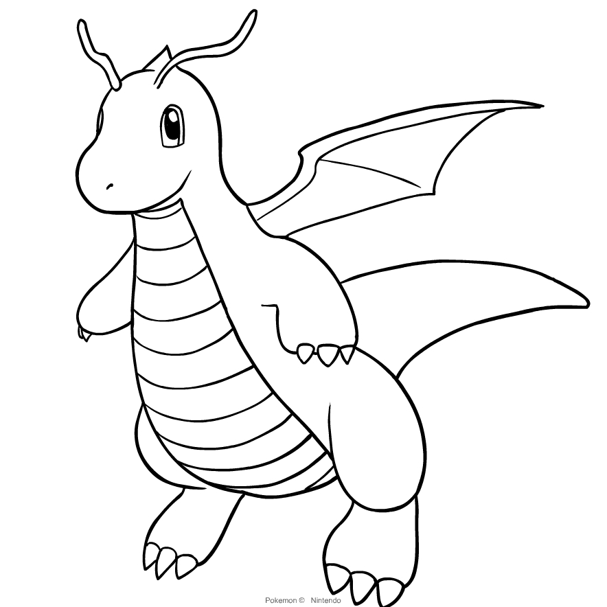  Dibujo de Dragonite de Pokemon para colorear