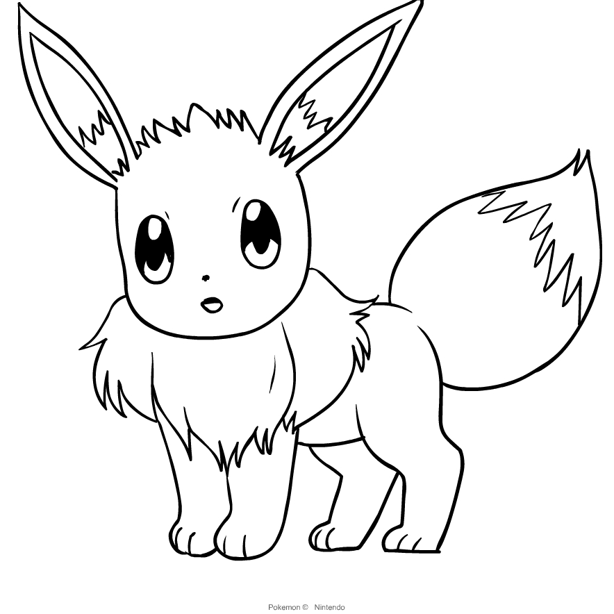 Eevee from Pokemon coloring pages to print and coloring