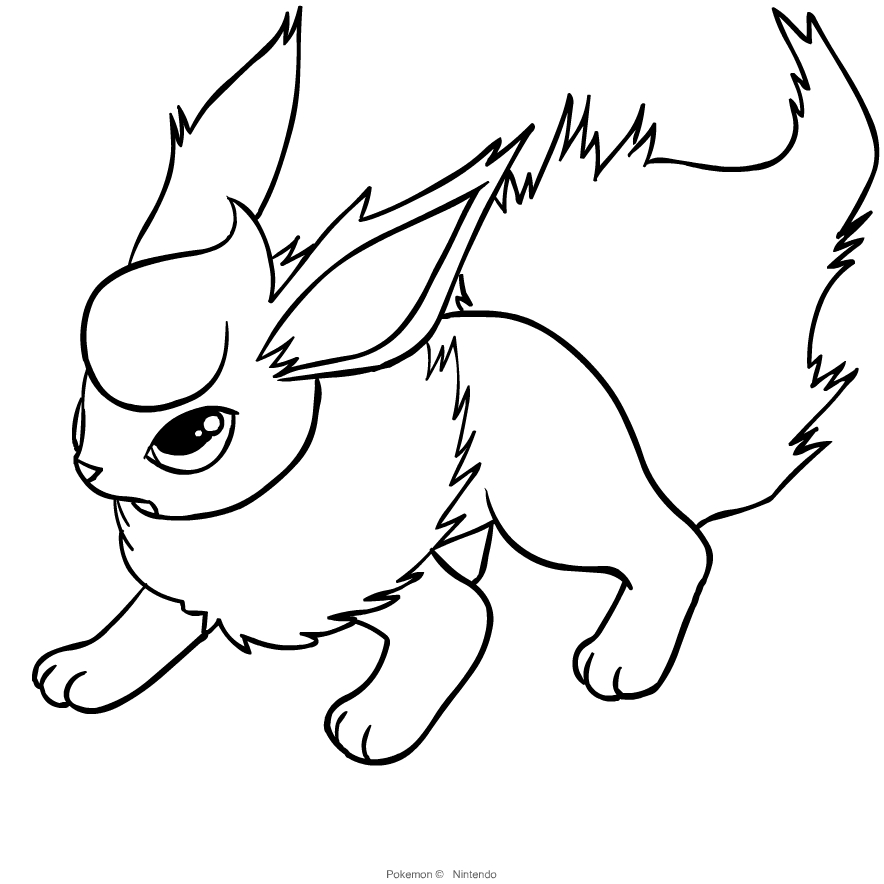 Flareon from Pokemon coloring page to print and coloring