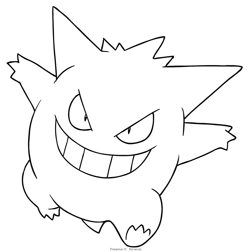 Gengar from Pokemon coloring page to print and coloring.