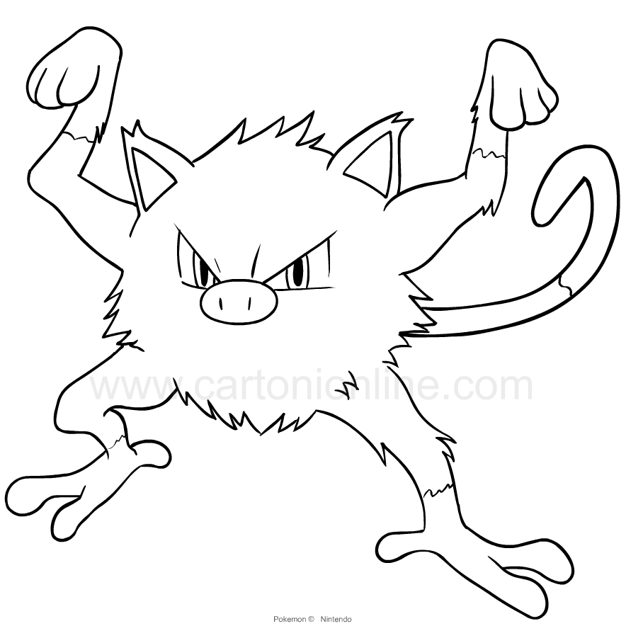 Mankey from Pokemon coloring page to print and coloring