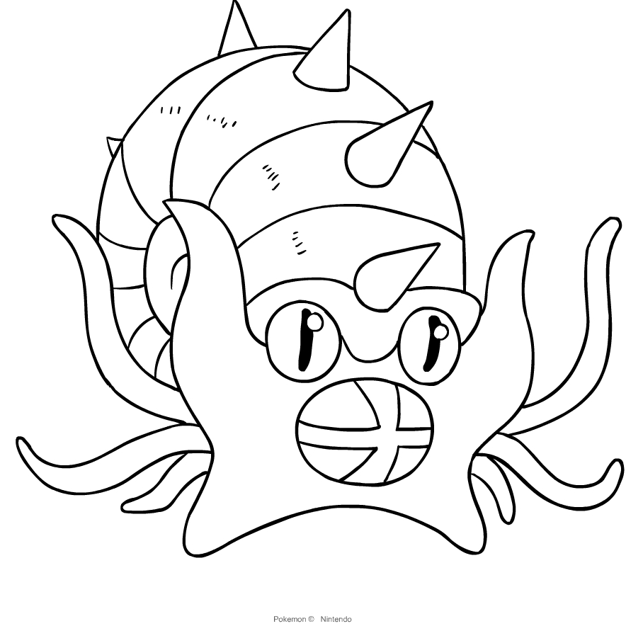 Omastar from Pokemon coloring pages to print and coloring