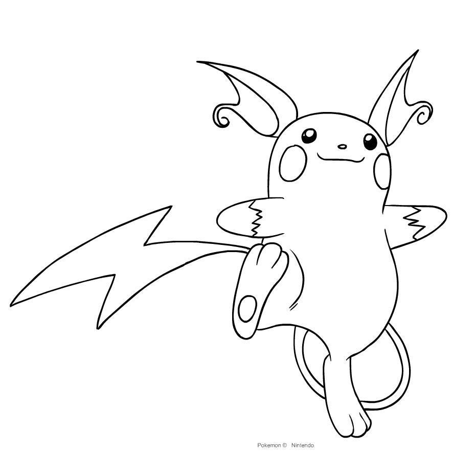 Dibujo de Raichu de Pokemon primera generacin para imprimir y colorear