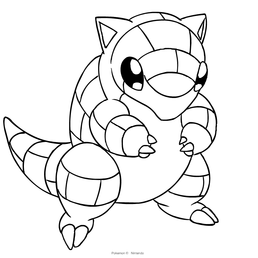 Dibujo de Sandshrew de Pokemon primera generacin para imprimir y colorear