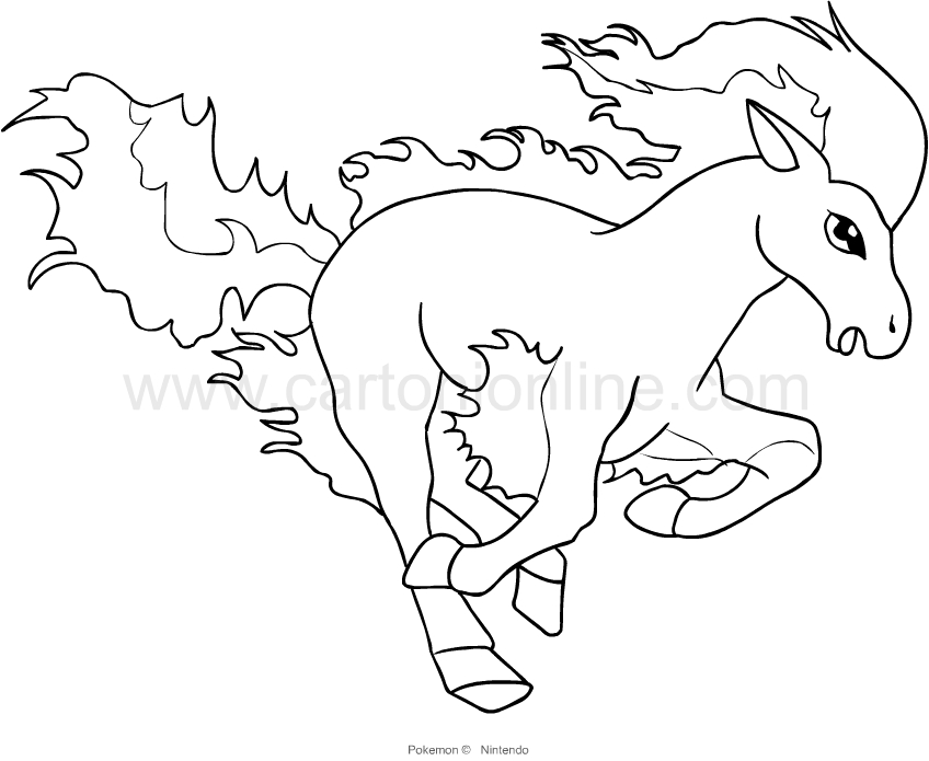 Ponyta from Pokemon coloring page to print and coloring