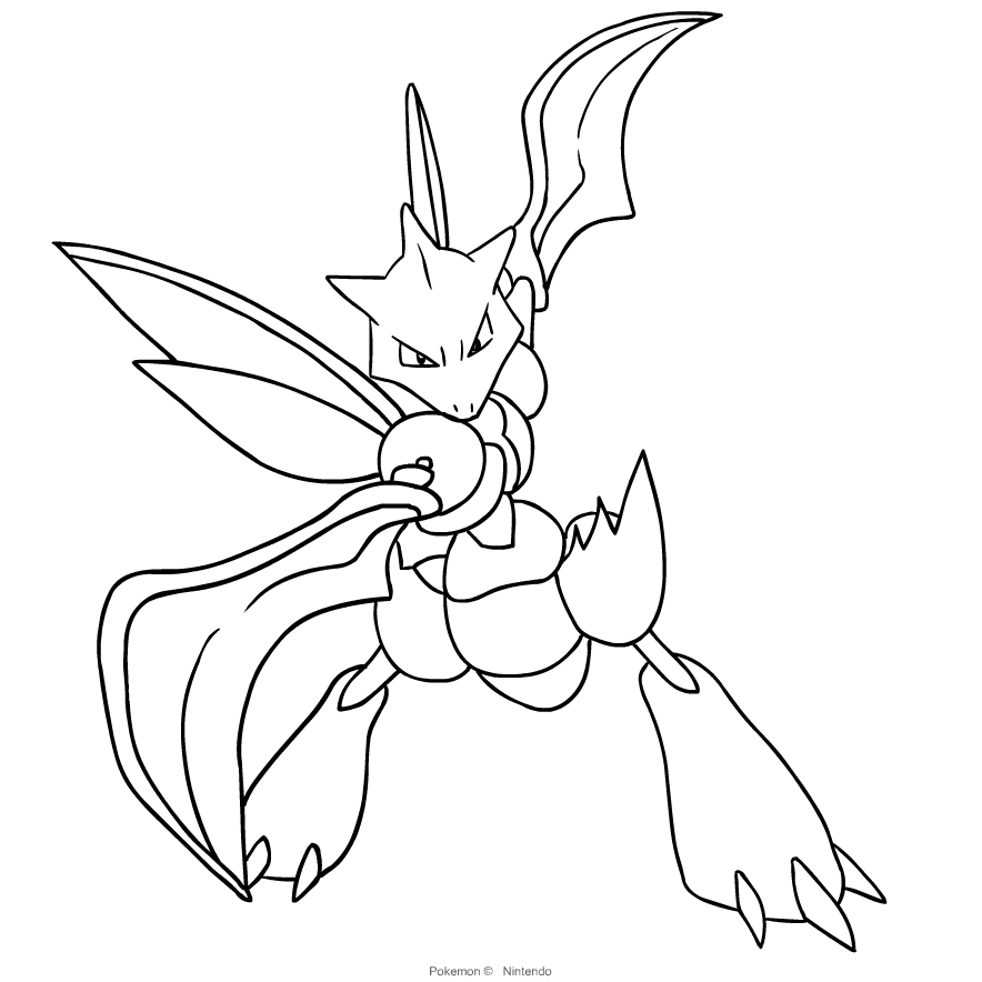 Scyther from Pokemon coloring page to print and coloring