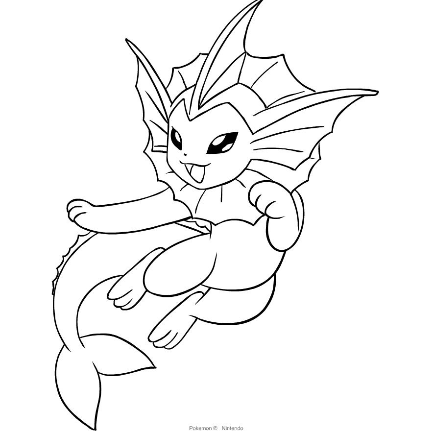 Disegno di Vaporeon dei Pokemon da stampare e colorare