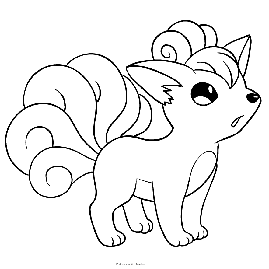 Desenho de Vulpix de Pokemon para imprimir e colorir