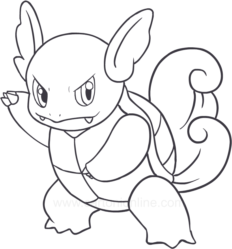 Dibujo de Pokemon Wartortle para imprimir y pintar