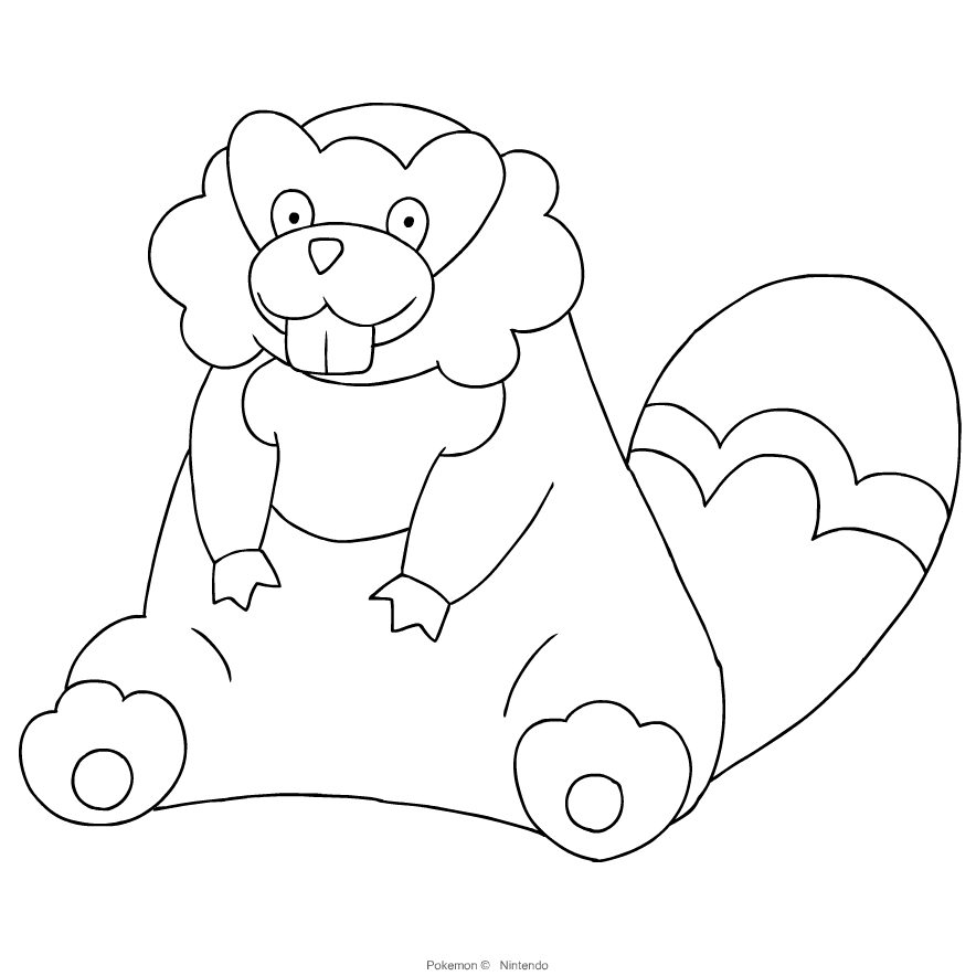Dibujo de Bibarel del Pokémon de cuarta generación para imprimir y colorear
