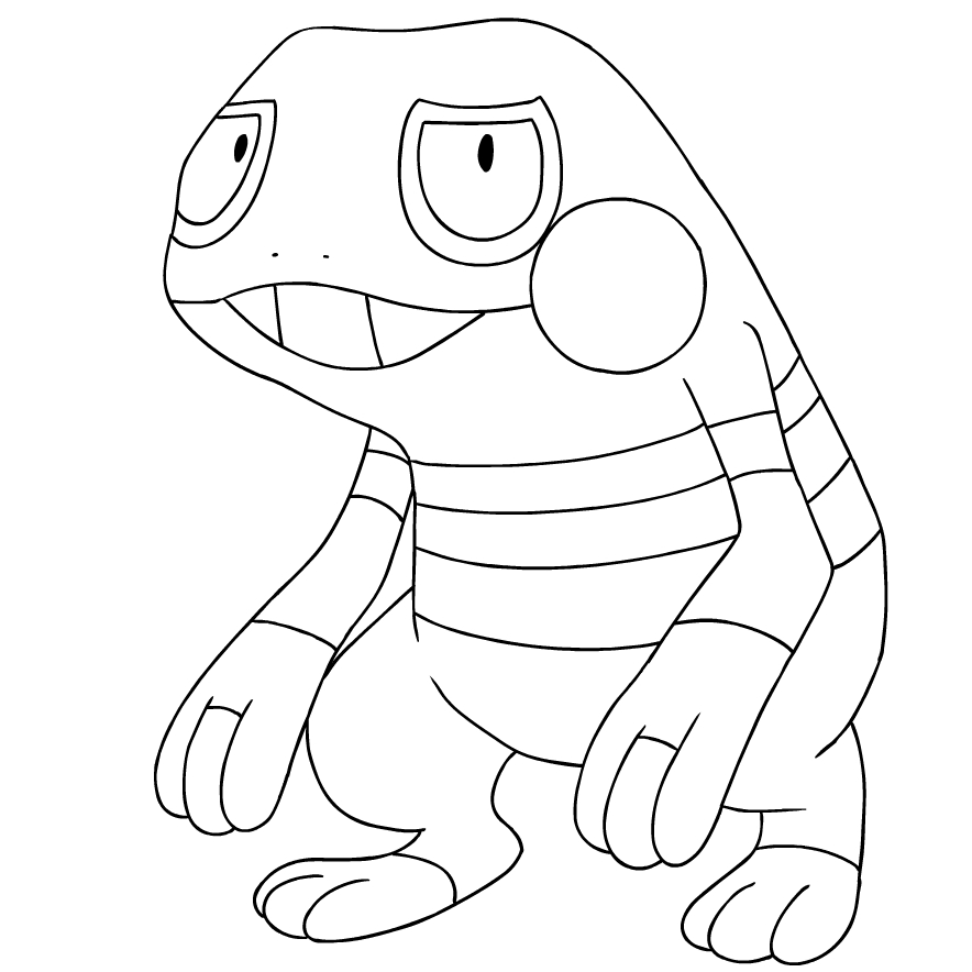 Croagunk de la cuarta generación de Pokémon para imprimir y colorear