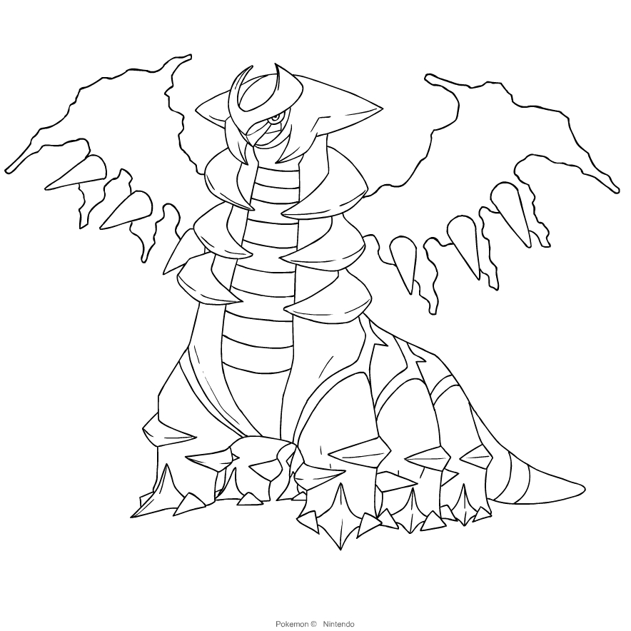 Giratina de la cuarta generación de Pokémon para imprimir y colorear