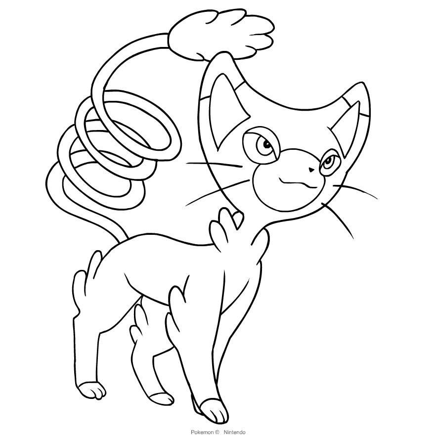 Glameow del Pokémon de cuarta generación para imprimir y colorear