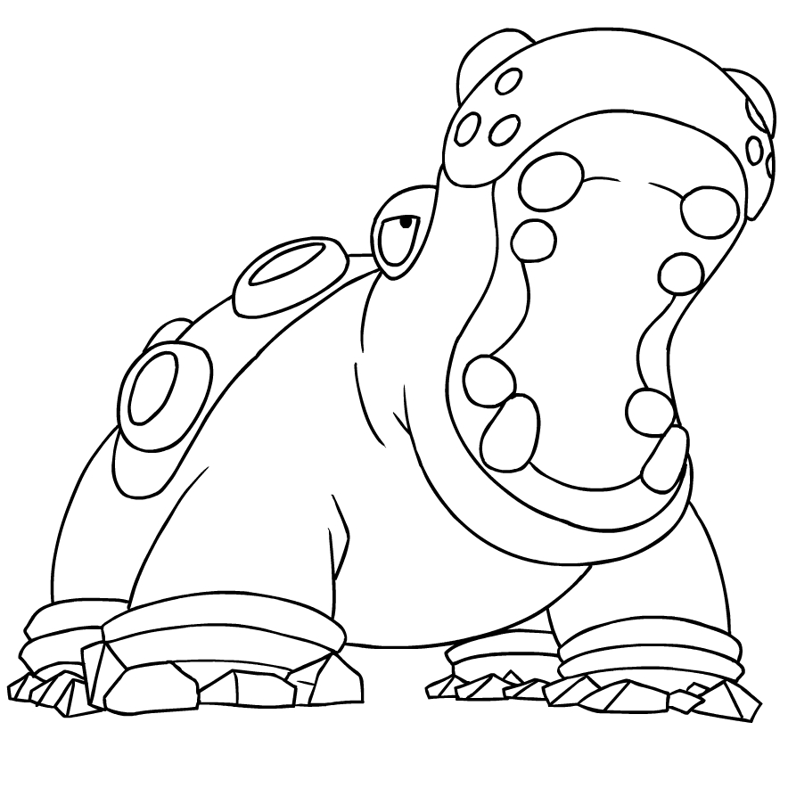 Hippowdon av fjärde generationens Pokémon målarbok att skriva ut och färglägga