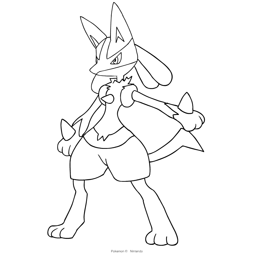 Lucario من الجيل الرابع بوكيمون للطباعة والتلوين