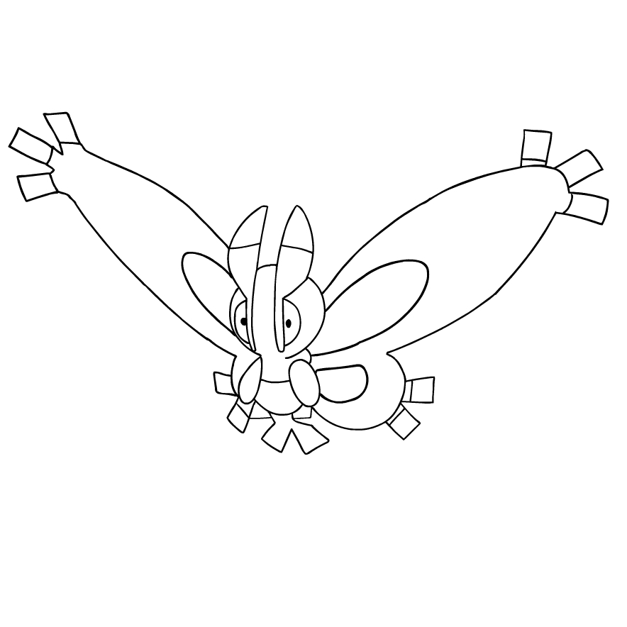 Coloriage Mothim de la quatrième génération de Pokémon à imprimer et colorier