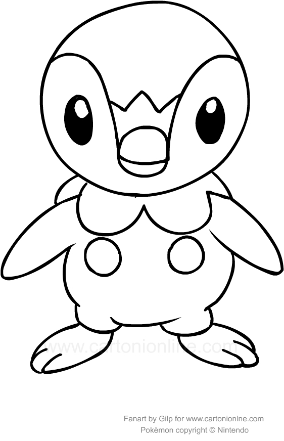 Disegno di Piplup dei Pokemon da stampare e colorare