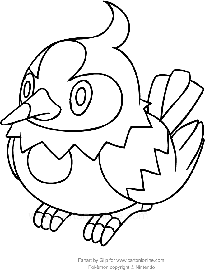 Starly from the fourth generation of the Pokmon coloring page to print and coloring