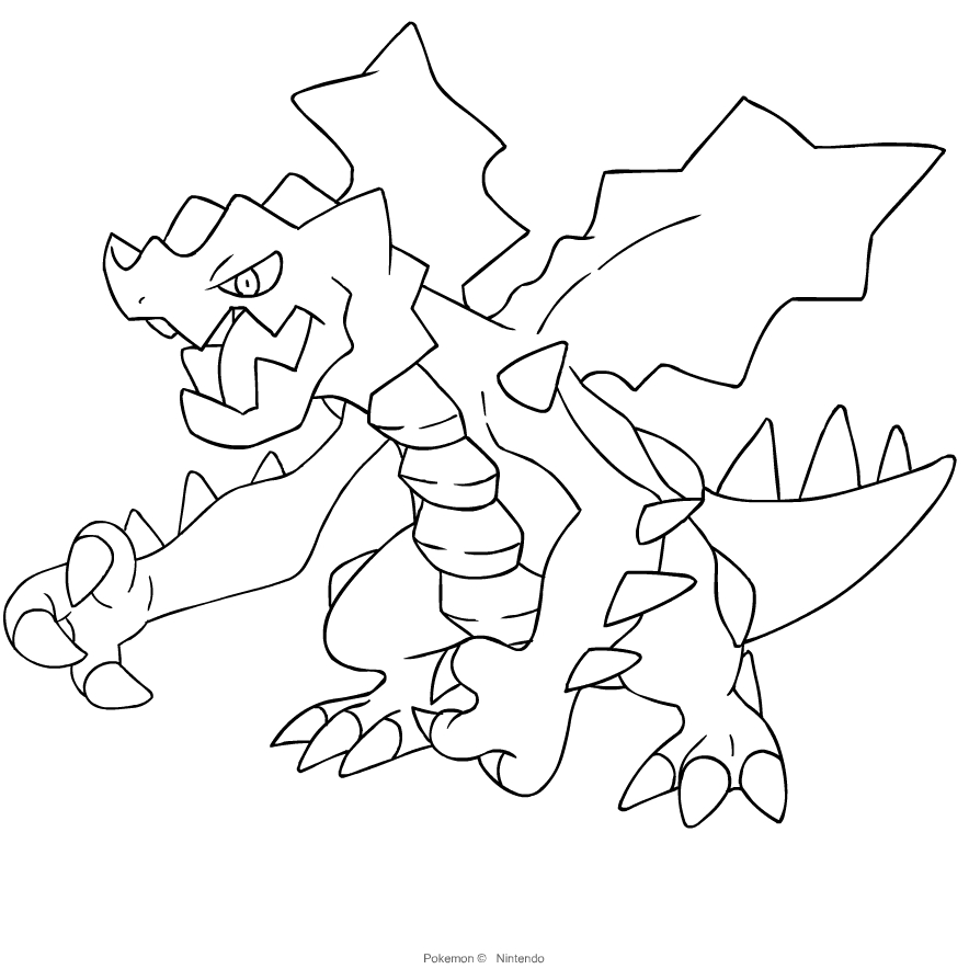 Druddigon del Pokémon de quinta generación para imprimir y colorear