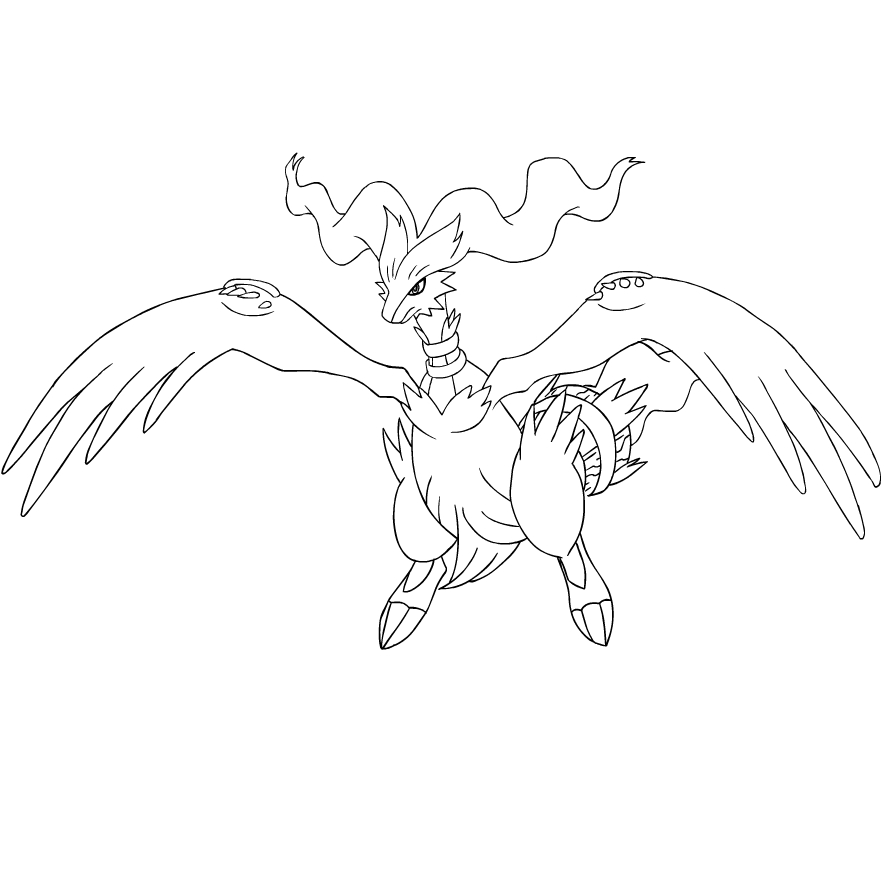 Reshiram de la quinta generación de Pokémon para imprimir y colorear