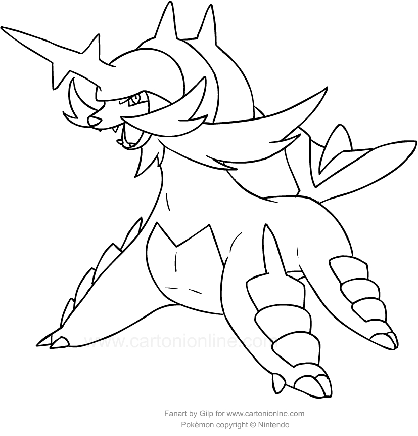 Samurott de Pokemon para imprimir y colorear