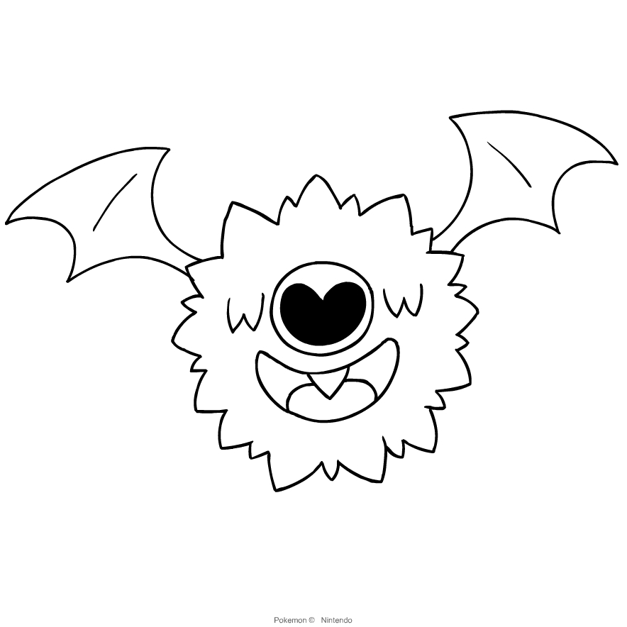 Woobat du Pokémon de cinquième génération à imprimer et à colorier