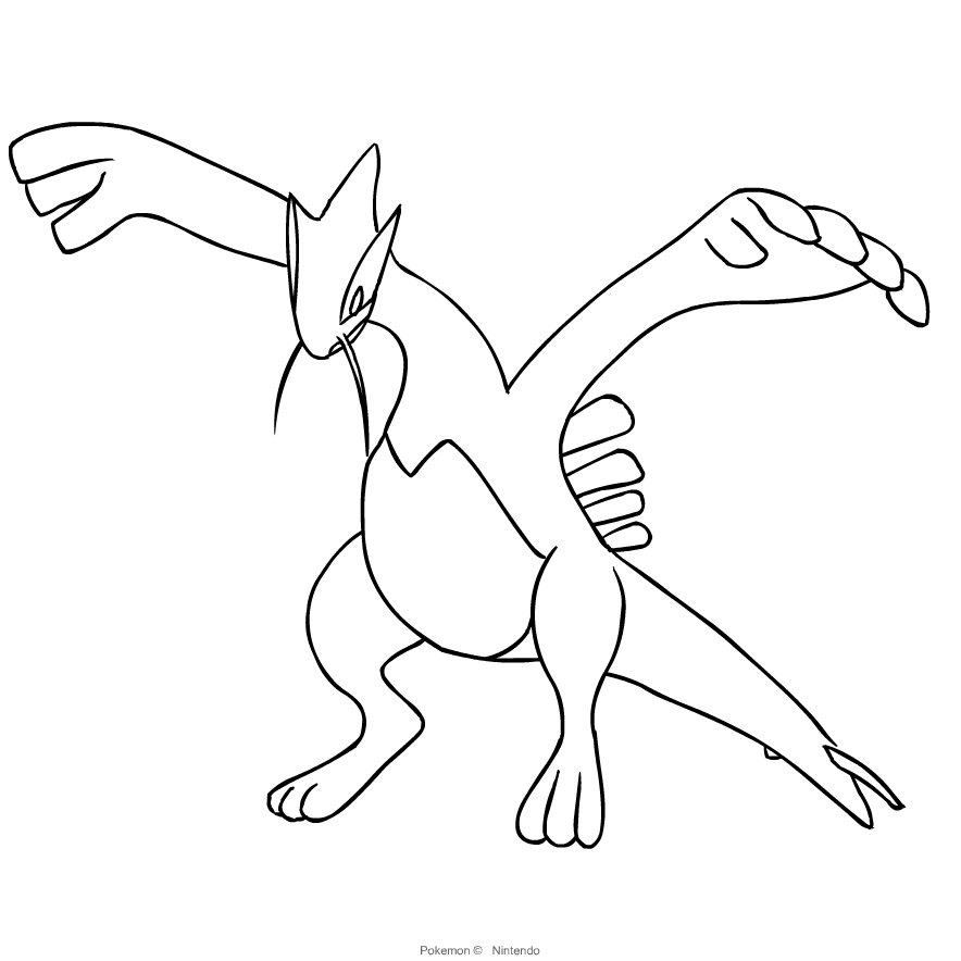 Lugia van de tweede generatie Pokémon om af te drukken en te kleuren