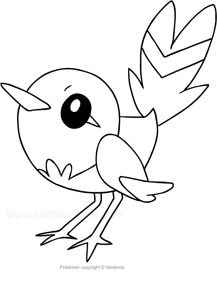 Dibujo de Fletchling de Pokemon para imprimir y colorear