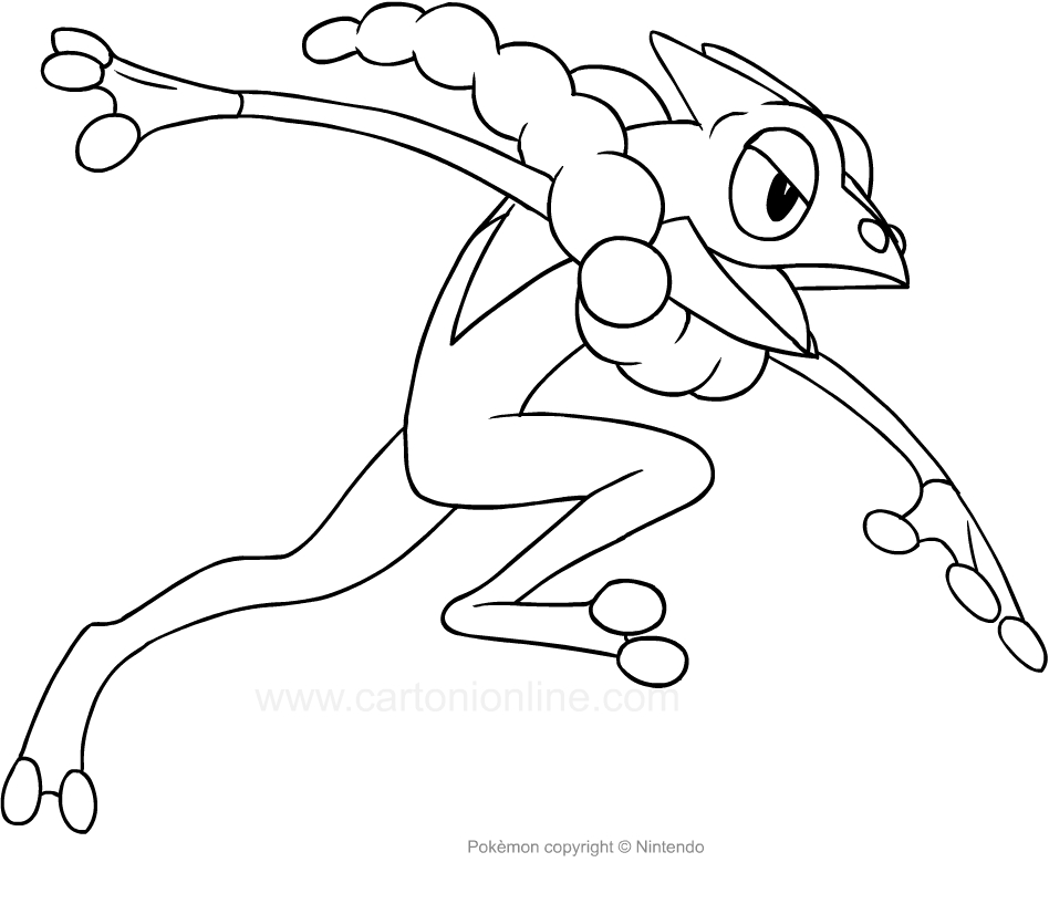 Pokemon Frogadier coloring page to print and color.