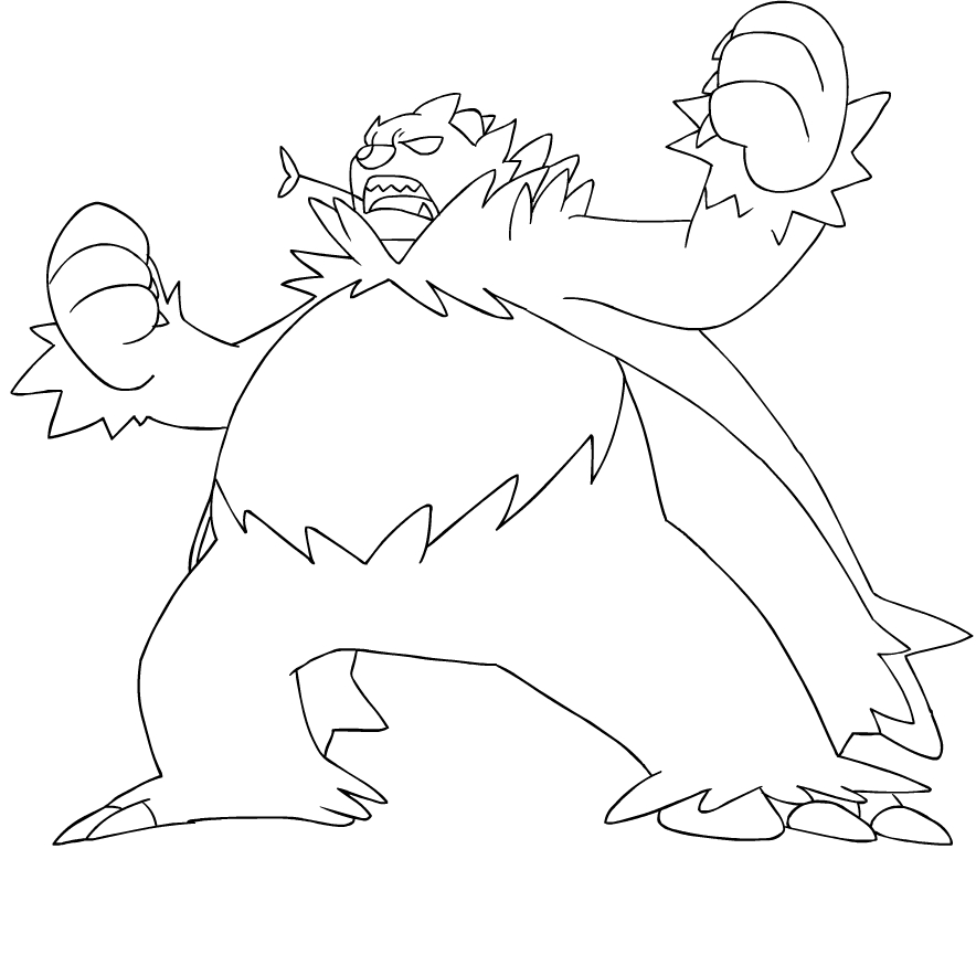 Pangoro från sjätte generationen Pokémon för att skriva ut och färga