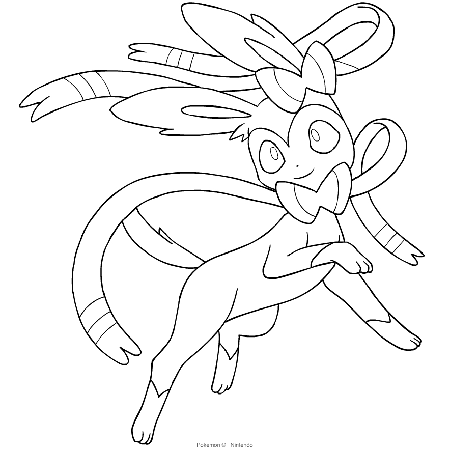 Sylveon de la sixième génération des Pokémon à imprimer et colorier