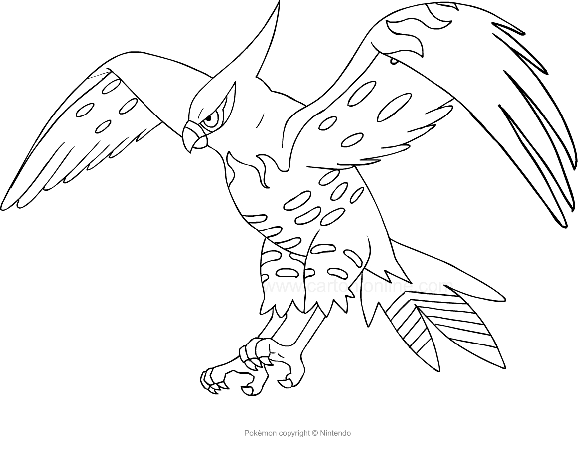 Pokemon Talonflame drawing to print and color