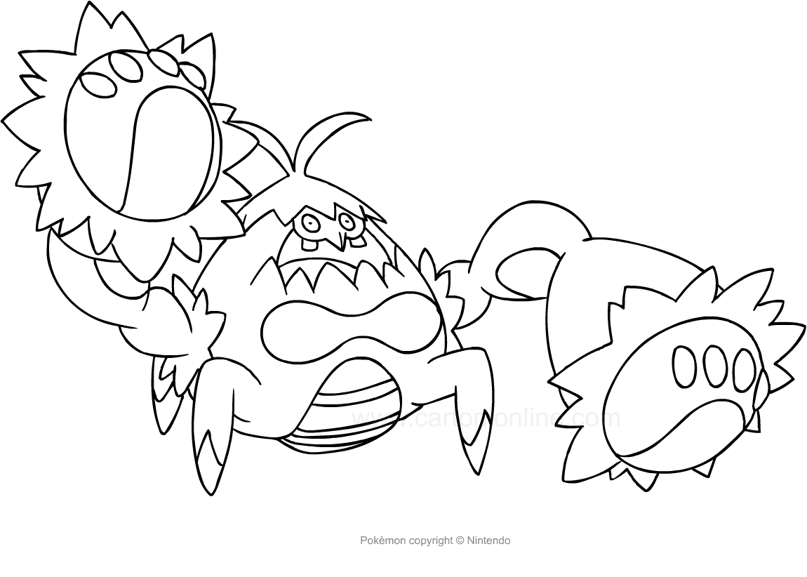 Crabominable tekening van Pokemon om af te drukken en te kleuren