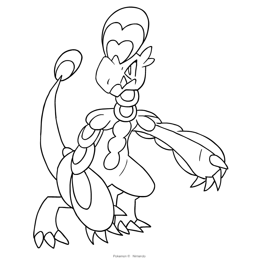 Drawing of Hakamo-o from the seventh generation Pok mon to print and color