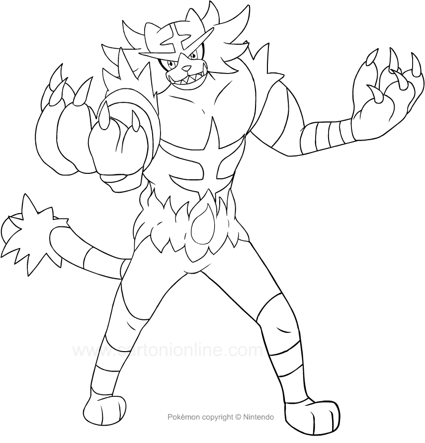 Disegno di Incineroar dei Pokemon da stampare e colorare