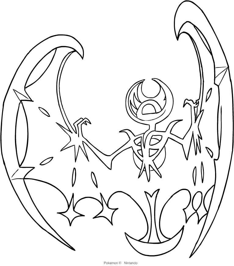 Lunala from the seventh generation of Pok mon to print and color