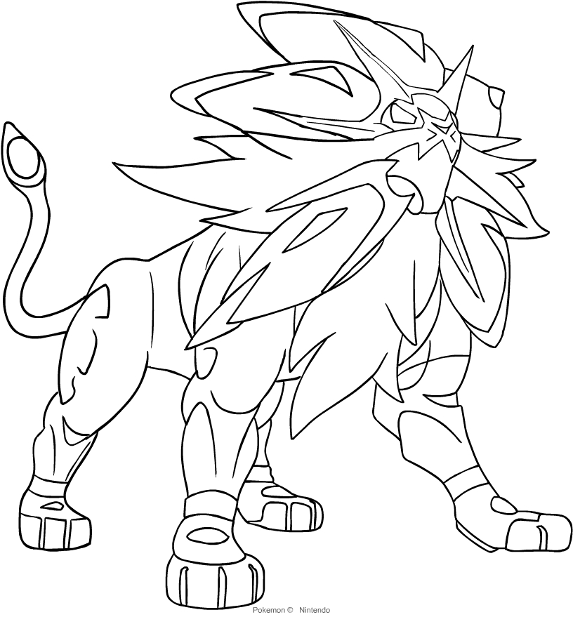 Solgaleo del Pokémon de séptima generación para imprimir y colorear