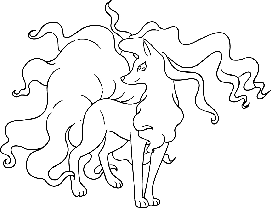 Dibujo de Alolan Ninetales de Pokemon Sol y Luna para imprimir y colorear