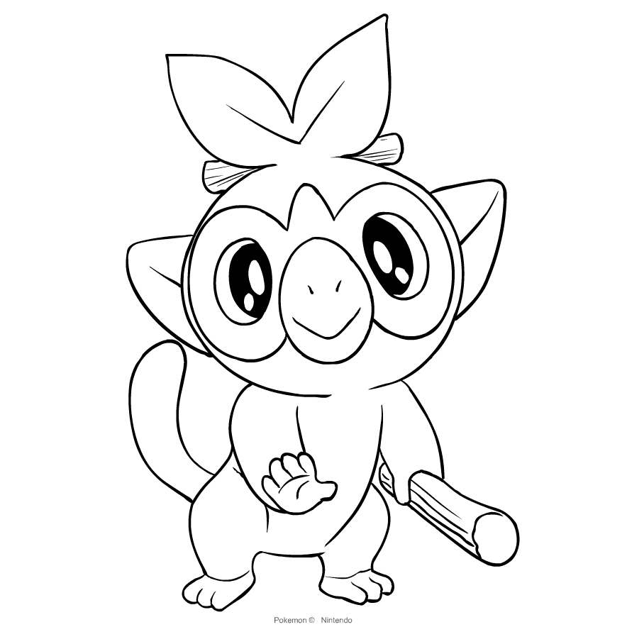 Coloriage De Grookey Du Pokémon épée Et Bouclier