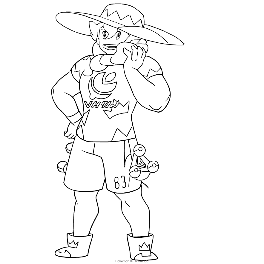 Milo from Pokmon Sword and Shield coloring pages to print and coloring
