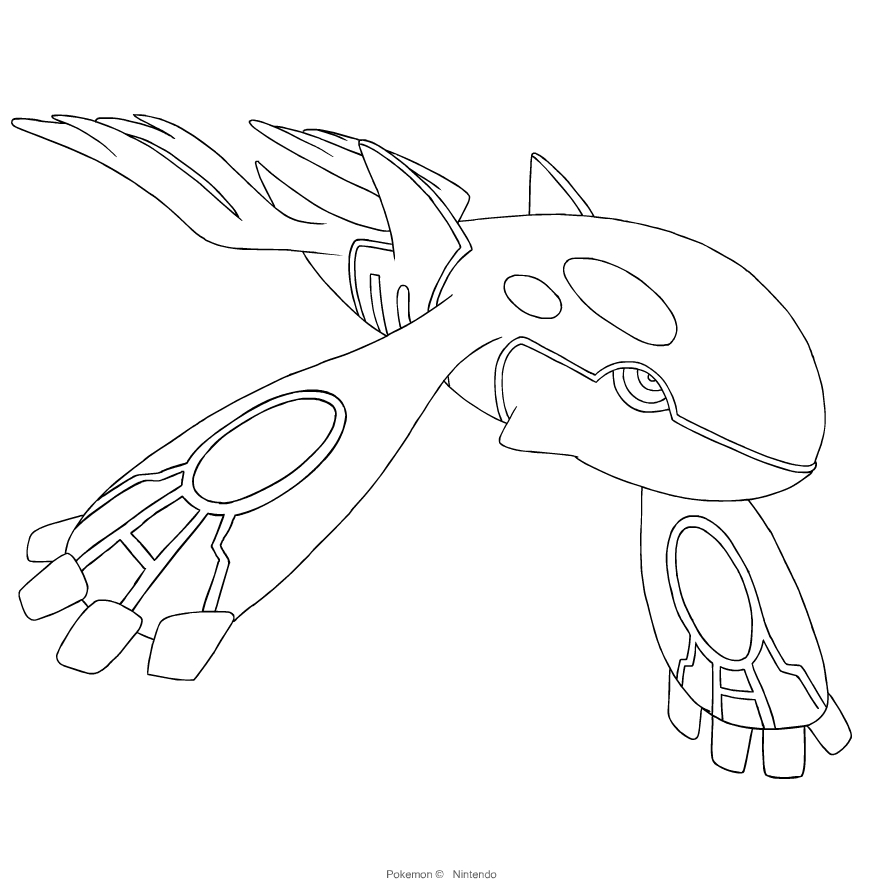 Kyogre from the third generation of the Pokémon coloring page.