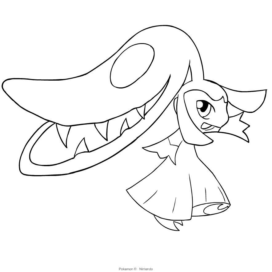 Mawile från tredje generationen Pokémon för tryck och färg