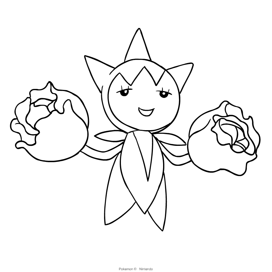 Roselia de la troisième génération de Pokémon à imprimer et colorier