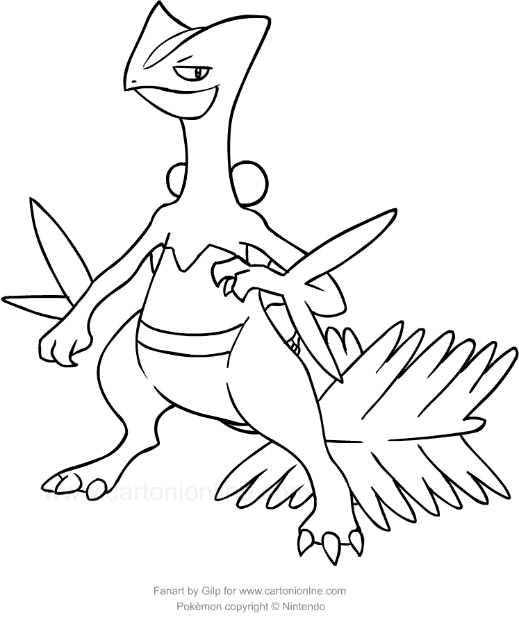 Dibujo de Sceptile de Pokemon para imprimir y colorear