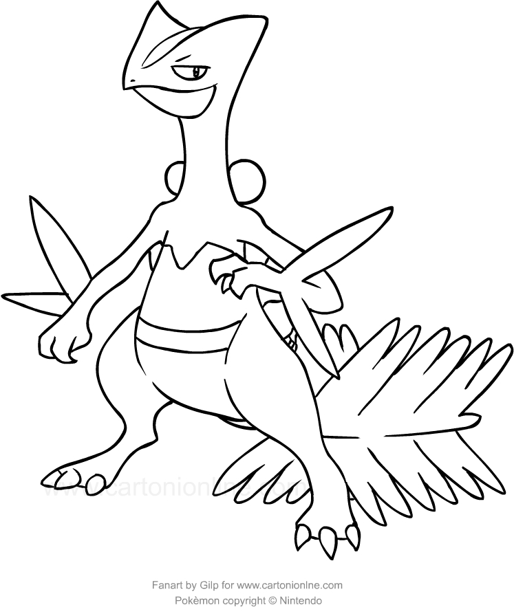 Disegno di Sceptile dei Pokemon da stampare e colorare