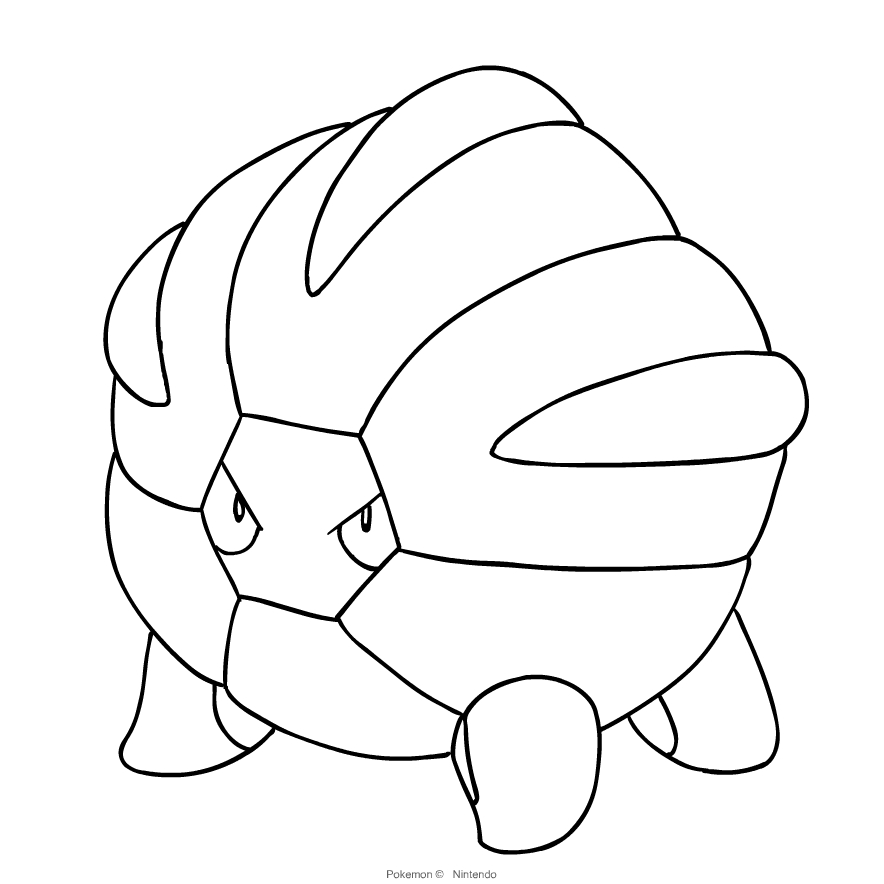 Shelgon de la troisième génération de Pokémon à imprimer et colorier