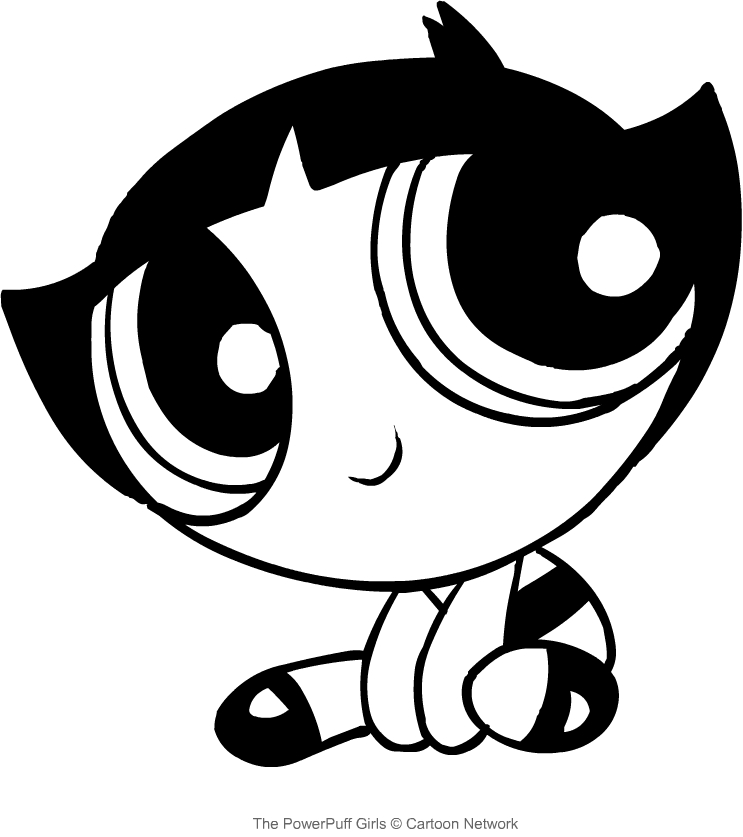 Molly sitting smiling (Powerpuff Girls) coloring page to print and color.