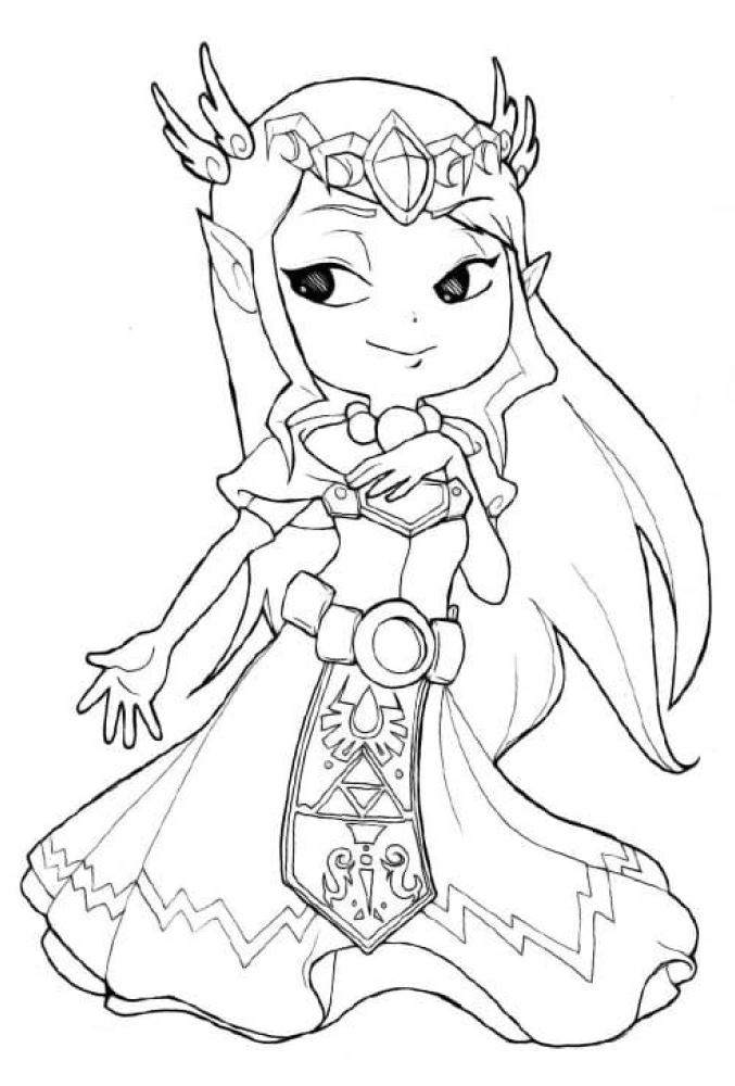 Princess Zelda 08 from The Legend of Zelda coloring page to print and coloring